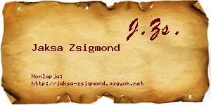 Jaksa Zsigmond névjegykártya